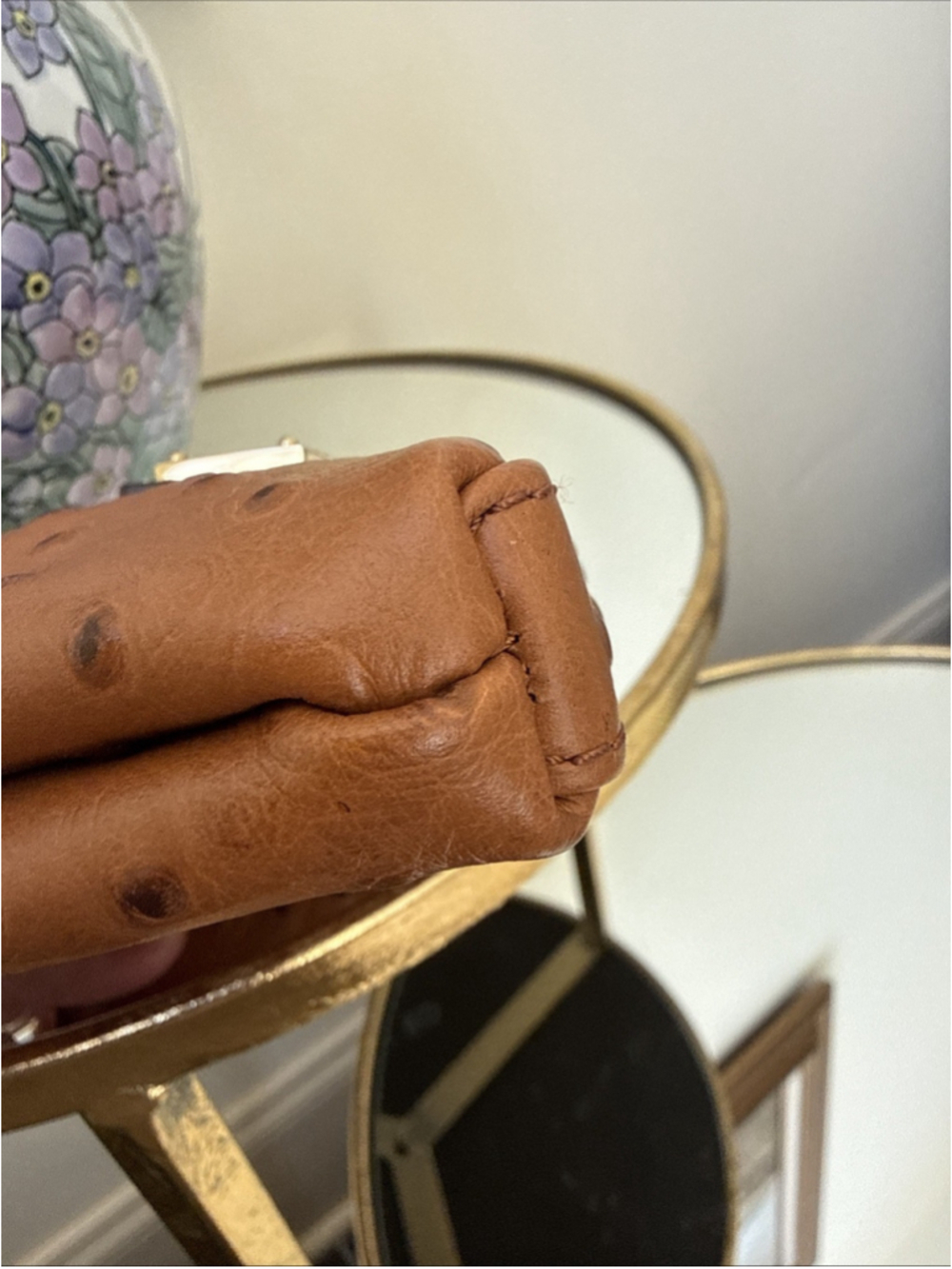 Dooney & Bourke Ostrich Kisslock Framed Bag Card Holder Caramel Color NWOT - Picture 5 of 9